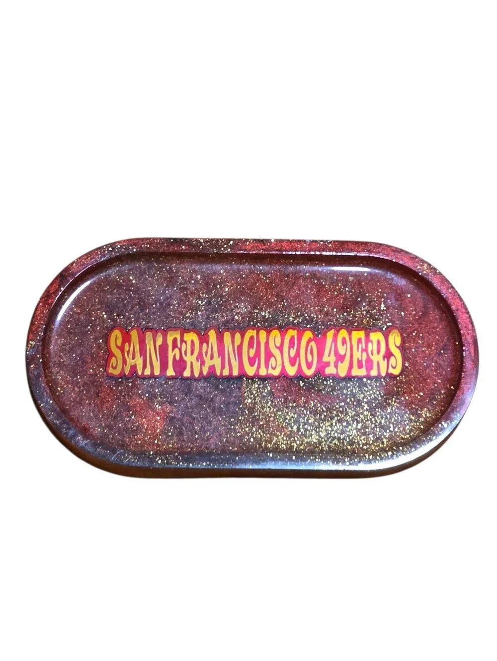 San Francisco 49ers Glitter Resin Trinket Tray EUC Football NFL